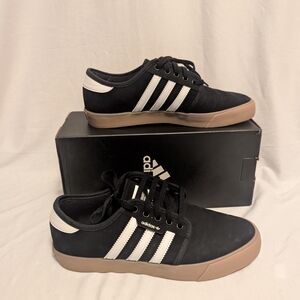Adidas Men's Black Sneakers with White Stripes